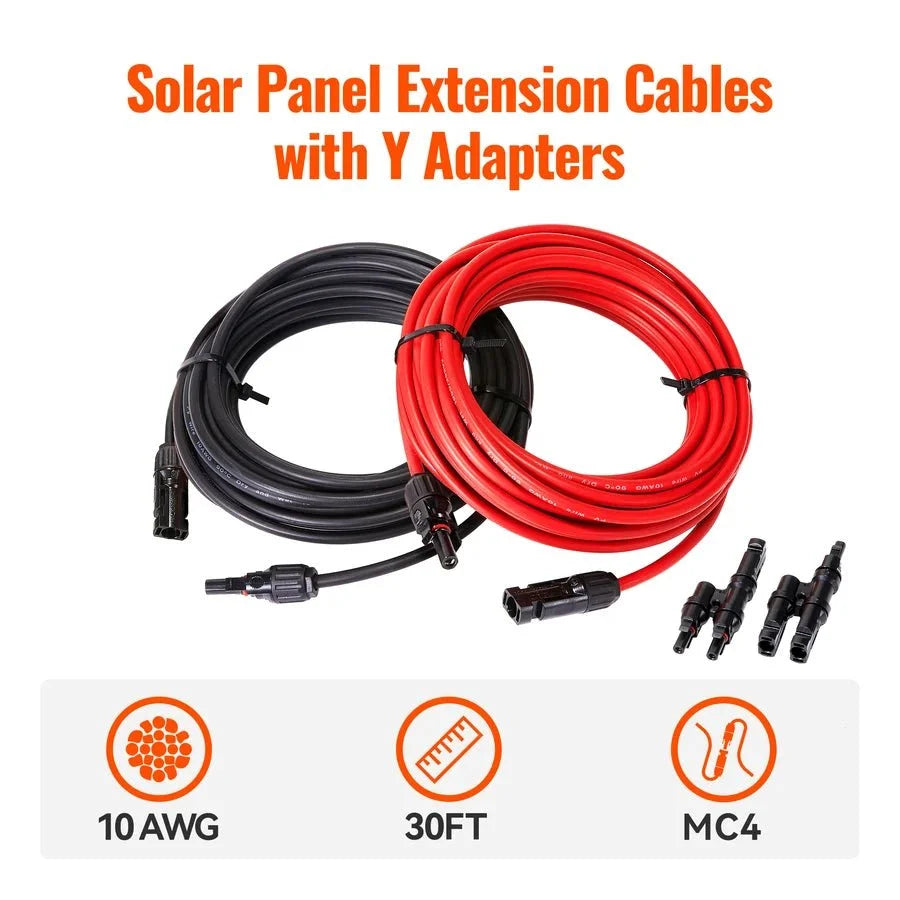 Rich Solar 10 Gauge 30 Feet Solar Extension Cable And Parallel Connectors