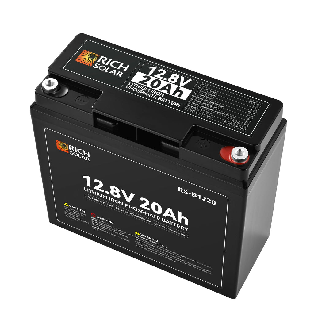 12V 20Ah LiFePO₄ Battery | 256Wh Lithium Battery, 3,000+ Cycles | for RV, Solar, Off-Grid, Marine & Backup