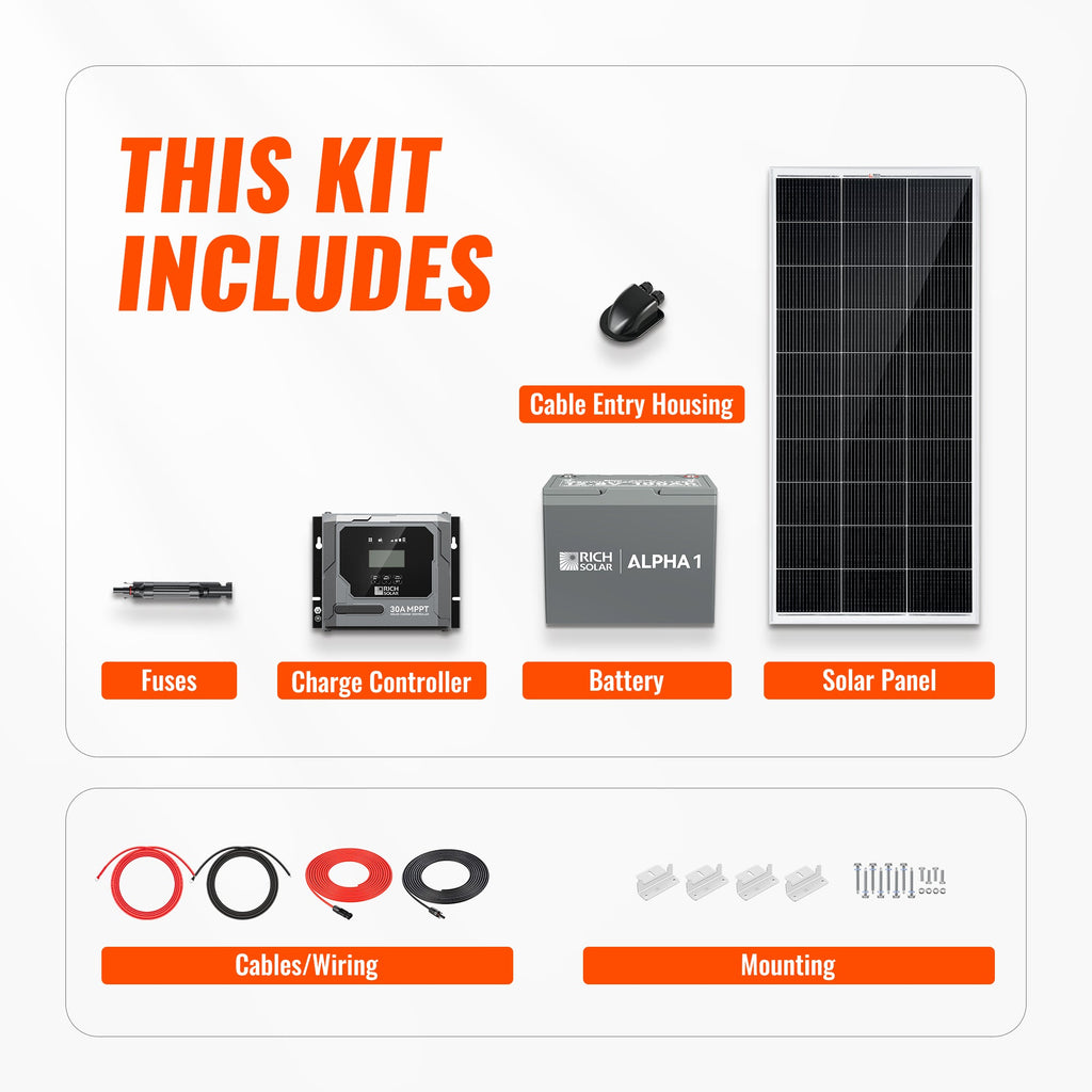 200W Solar Kit with Battery | Solar + Energy Storage Kit for RVs, Vans & Off-Grid Applications | Expandable Solar Power