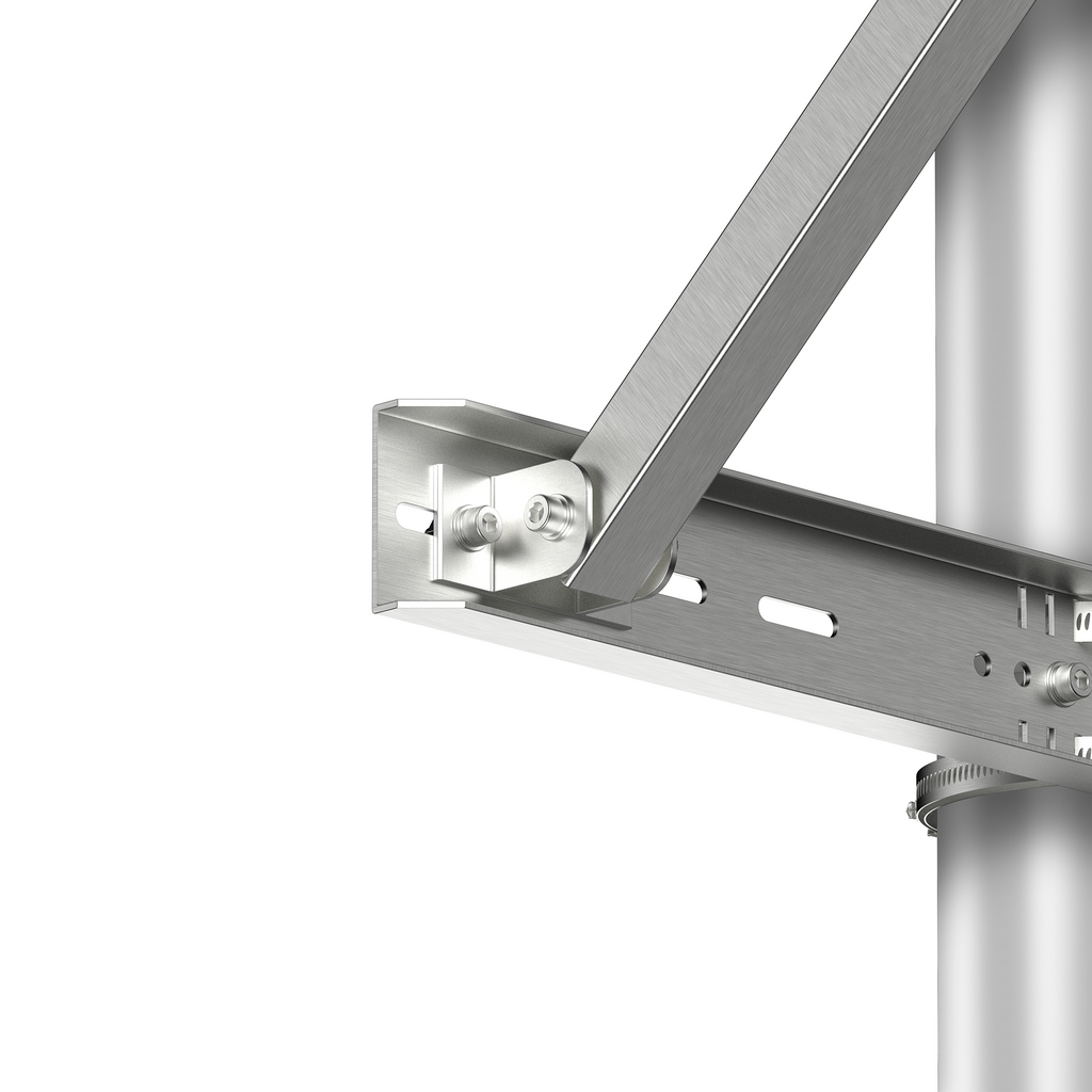 Single-Panel Adjustable Solar Pole Mount Bracket Kit | 36.6" Crossbar | 25°–90° Tilt | Supports 100–250W Solar Panels | Fits Poles Up to 5"