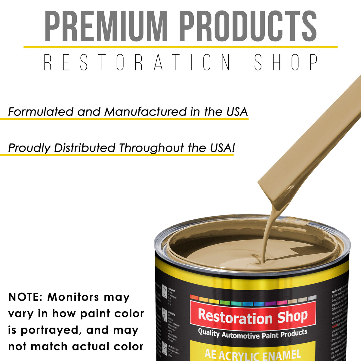 Shoreline Beige Acrylic Enamel Auto Paint - Complete Gallon Paint Kit - Professional Single Stage Automotive Car Truck Coating, 8:1 Mix Ratio 2.8 VOC