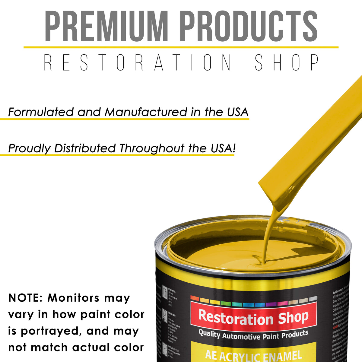 Boss Yellow Acrylic Enamel Auto Paint - Complete Gallon Paint Kit - Professional Single Stage Automotive Car Truck Coating, 8:1 Mix Ratio 2.8 VOC