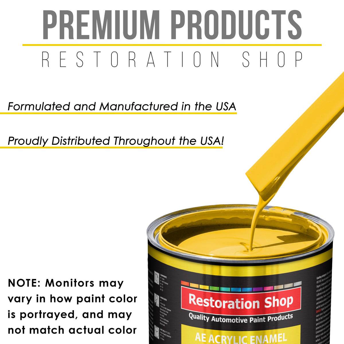 Sunshine Yellow Acrylic Enamel Auto Paint - Complete Quart Paint Kit - Professional Single Stage Automotive Car Truck Coating, 8:1 Mix Ratio 2.8 VOC