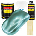 Silver Aqua Metallic Acrylic Enamel Auto Paint - Complete Gallon Paint Kit - Professional Single Stage Automotive Car Coating, 8:1 Mix Ratio 2.8 VOC