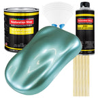 Silver Aqua Metallic Acrylic Enamel Auto Paint - Complete Gallon Paint Kit - Professional Single Stage Automotive Car Coating, 8:1 Mix Ratio 2.8 VOC