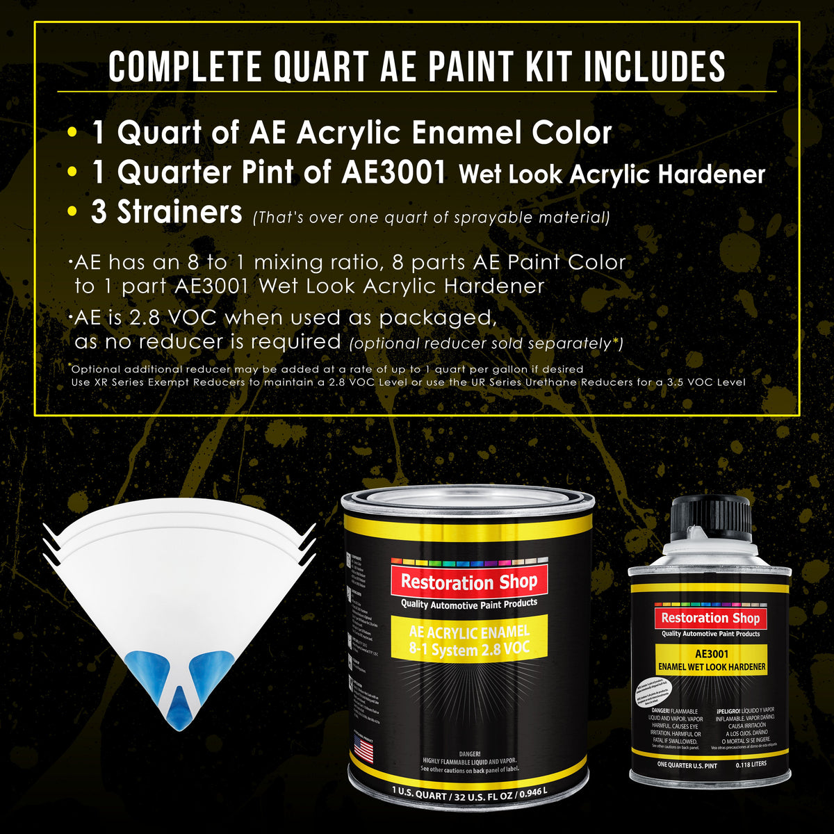 Rally Green Metallic Acrylic Enamel Auto Paint - Complete Quart Paint Kit - Professional Single Stage Automotive Car Coating, 8:1 Mix Ratio 2.8 VOC