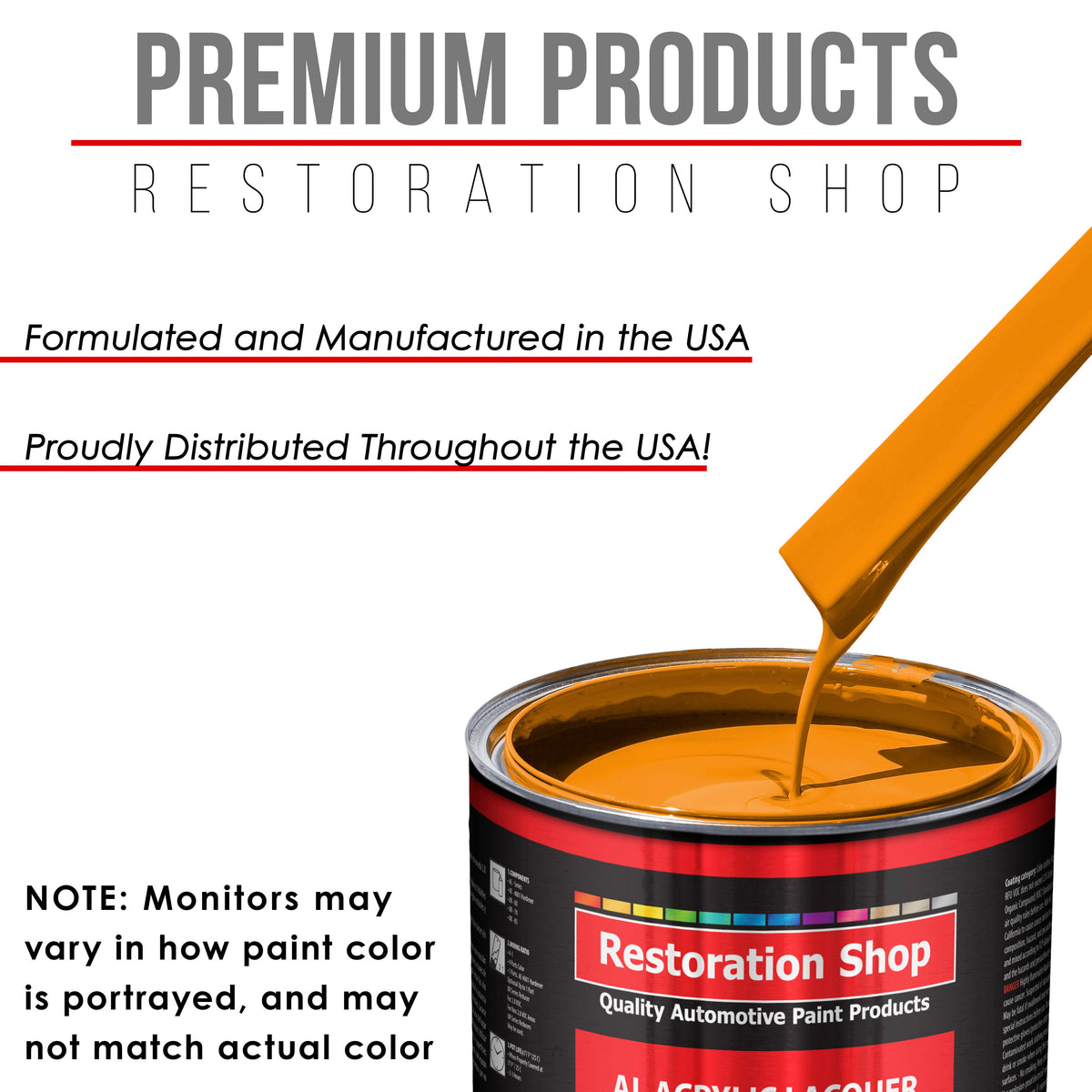 Speed Yellow - Acrylic Lacquer Auto Paint - Complete Gallon Paint Kit with Slow Dry Thinner - Professional Automotive Car Truck Refinish Coating