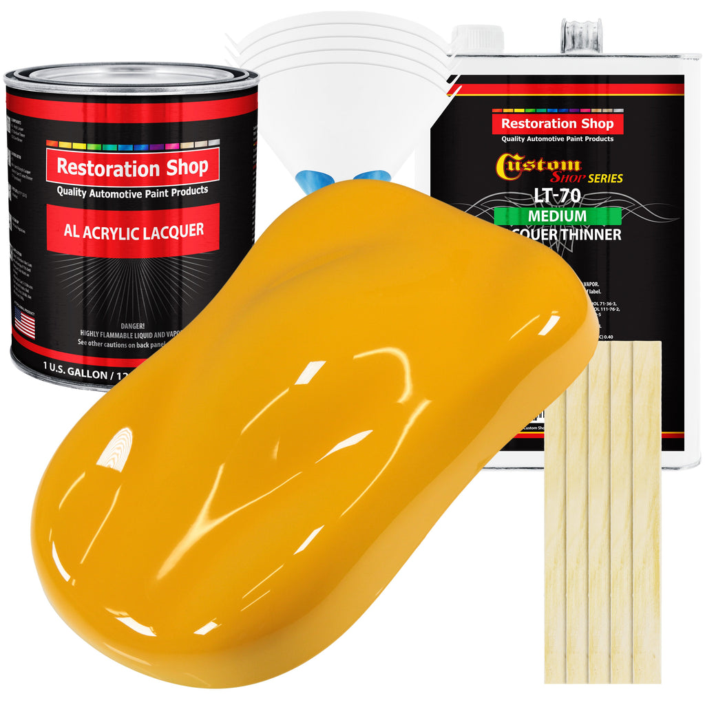 Citrus Yellow - Acrylic Lacquer Auto Paint - Complete Gallon Paint Kit with Medium Thinner - Professional Automotive Car Truck Guitar Refinish Coating