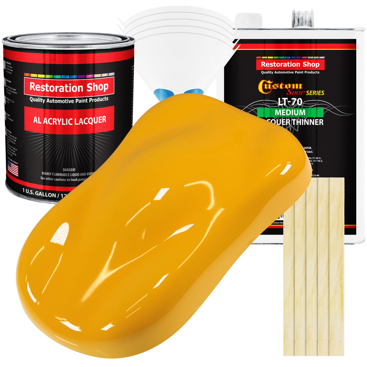 Citrus Yellow - Acrylic Lacquer Auto Paint - Complete Gallon Paint Kit with Medium Thinner - Professional Automotive Car Truck Guitar Refinish Coating