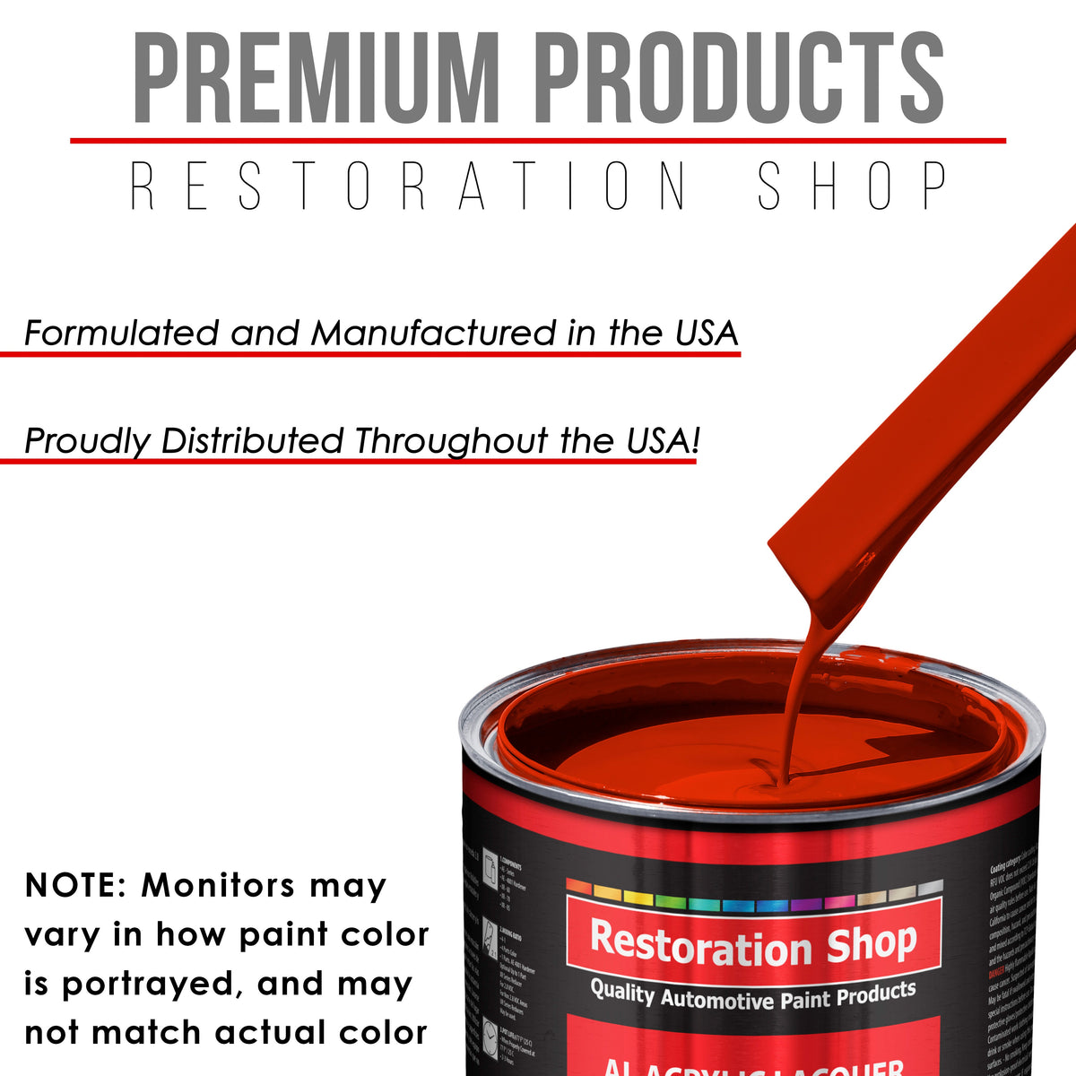 Pro Street Red - Acrylic Lacquer Auto Paint - Complete Gallon Paint Kit with Slow Dry Thinner - Professional Automotive Car Truck Refinish Coating