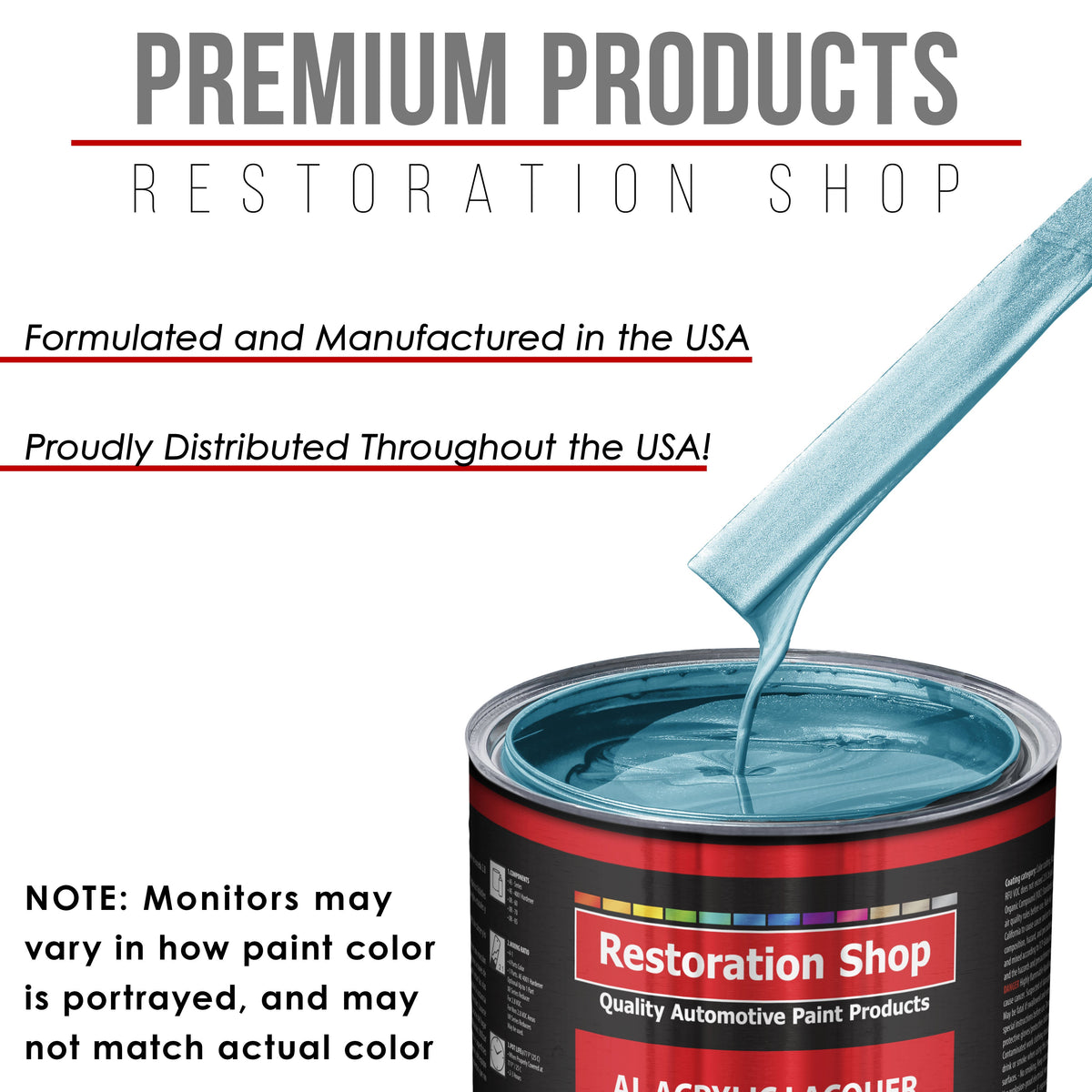 Azure Blue Metallic - Acrylic Lacquer Auto Paint - Complete Gallon Paint Kit with Medium Thinner - Professional Automotive Car Truck Refinish Coating