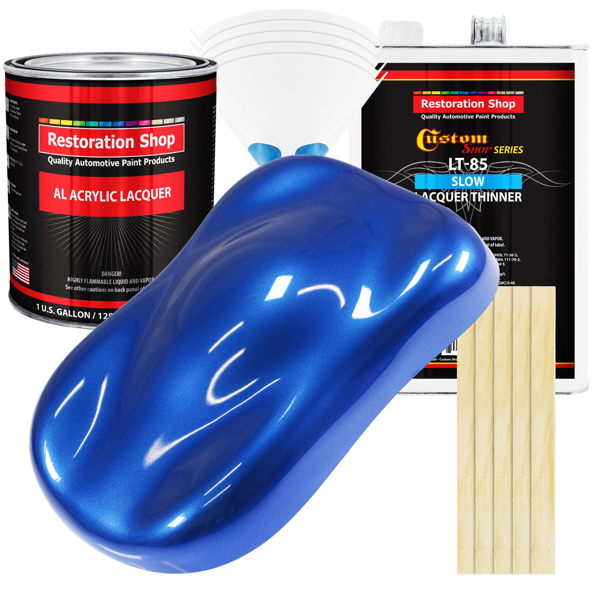 Daytona Blue Pearl - Acrylic Lacquer Auto Paint - Complete Gallon Paint Kit with Slow Dry Thinner - Professional Automotive Car Truck Refinish Coating