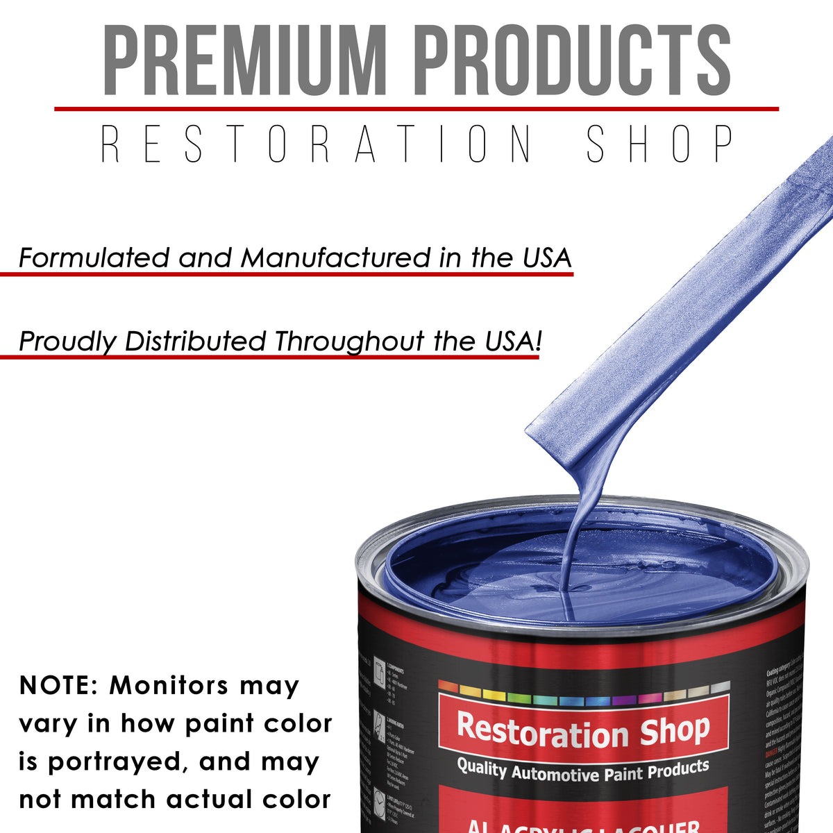 Indigo Blue Metallic - Acrylic Lacquer Auto Paint - Complete Gallon Paint Kit with Medium Thinner - Pro Automotive Car Truck Guitar Refinish Coating