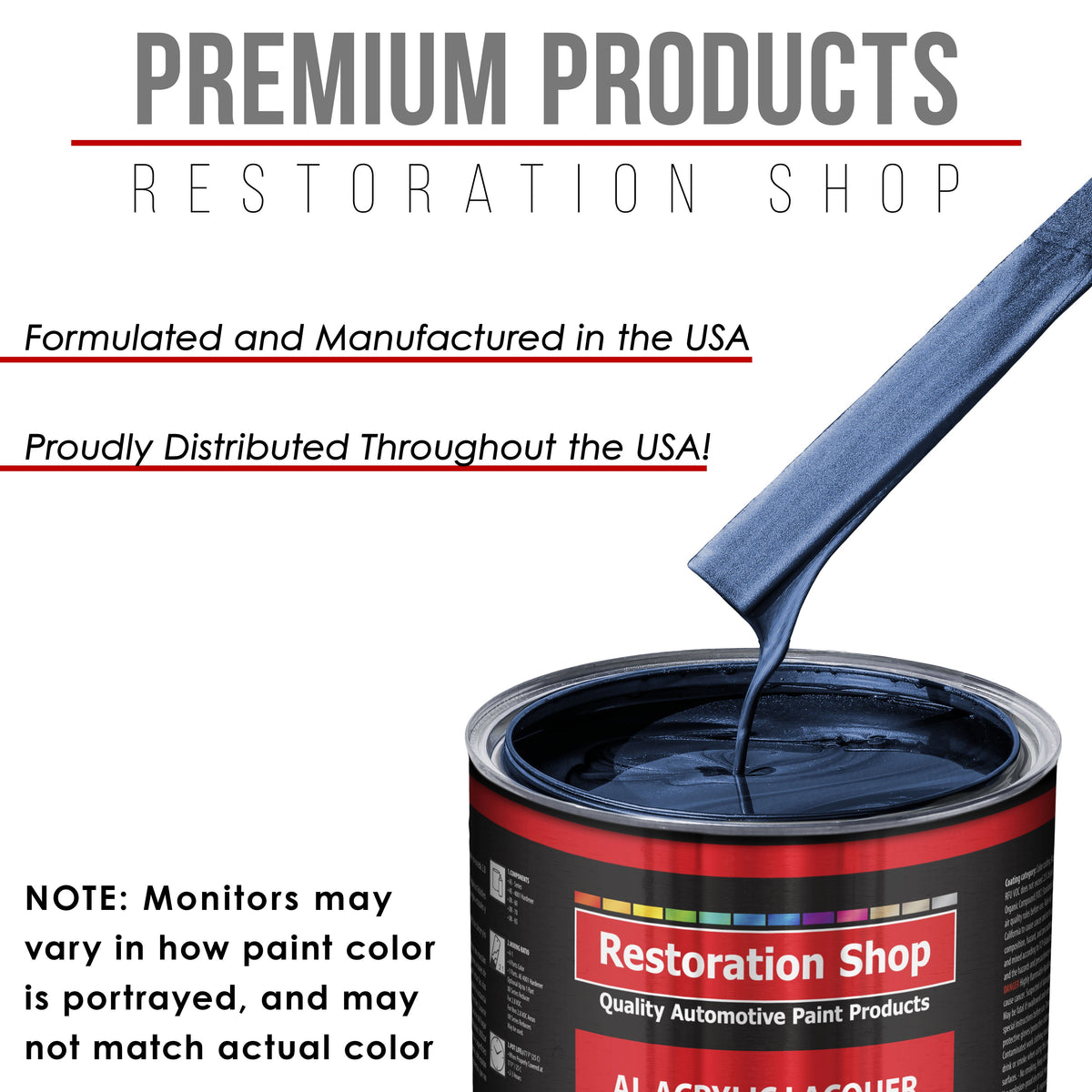 Moonlight Drive Blue Metallic - Acrylic Lacquer Auto Paint (Complete Gallon Paint Kit with Slow Dry Thinner) Pro Automotive Car Truck Refinish Coating