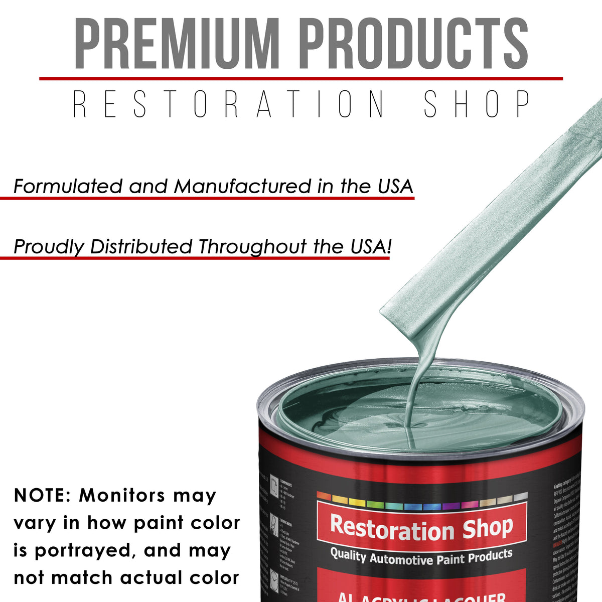 Silver Aqua Metallic - Acrylic Lacquer Auto Paint - Complete Gallon Paint Kit with Medium Thinner - Pro Automotive Car Truck Guitar Refinish Coating