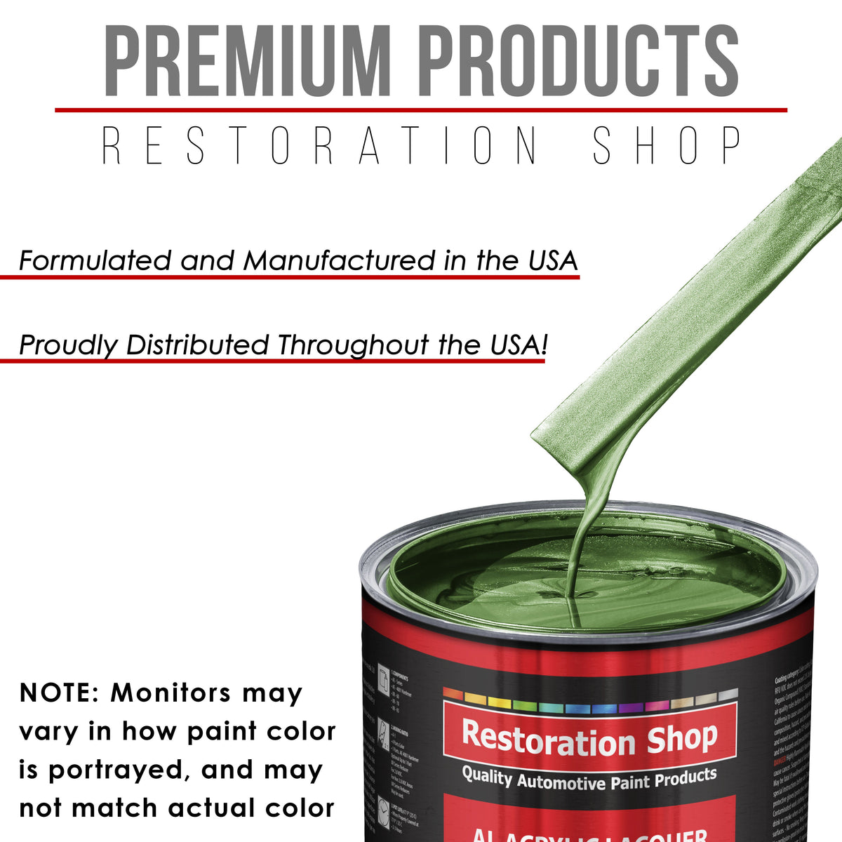 Medium Green Metallic - Acrylic Lacquer Auto Paint - Complete Gallon Paint Kit with Slow Dry Thinner - Pro Automotive Car Truck Refinish Coating