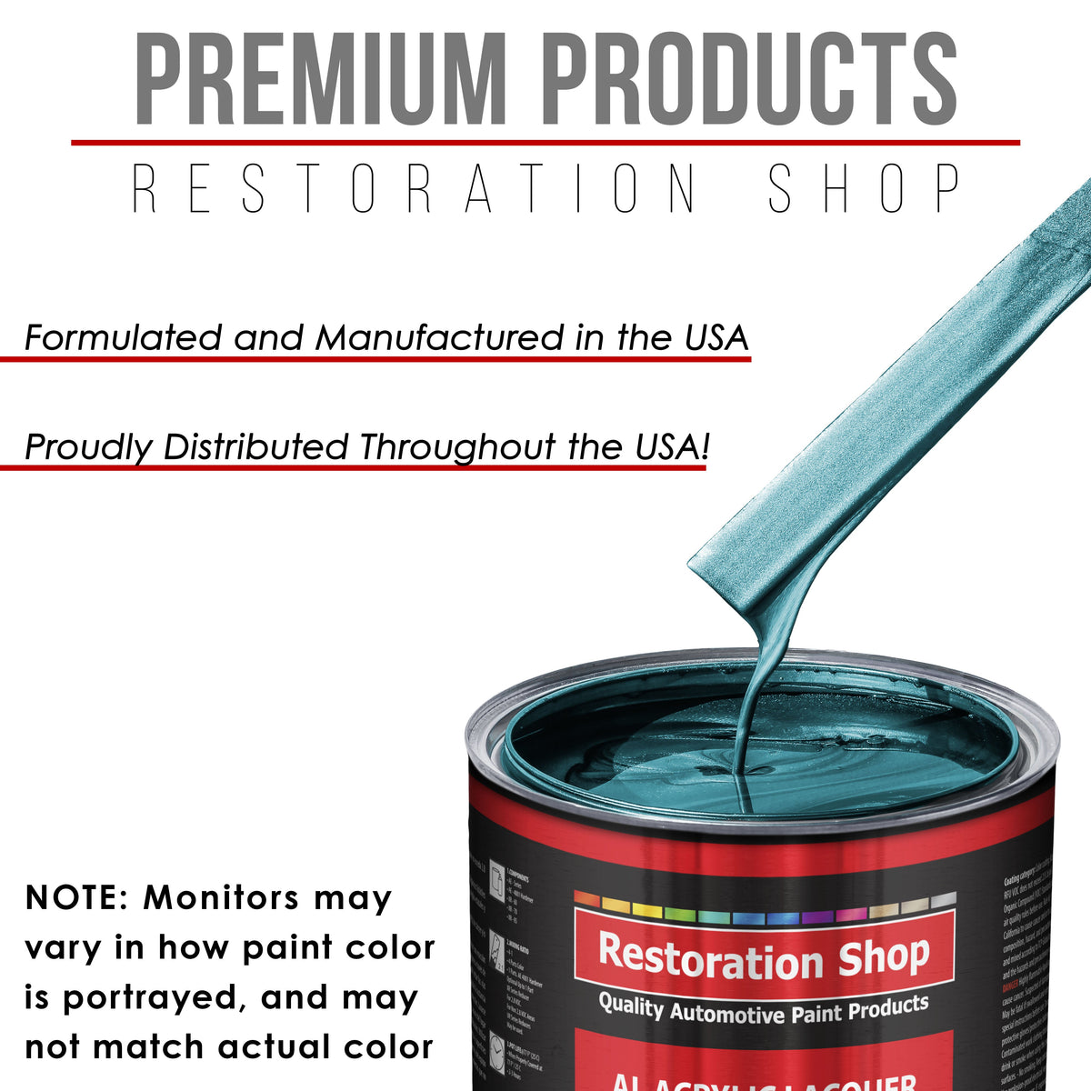 Teal Green Metallic - Acrylic Lacquer Auto Paint - Complete Gallon Paint Kit with Slow Dry Thinner - Pro Automotive Car Truck Guitar Refinish Coating