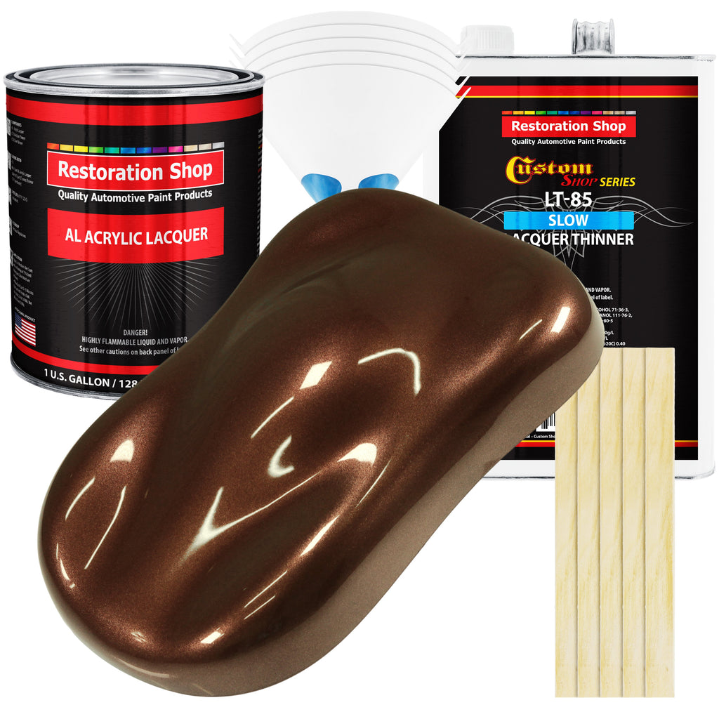 Whole Earth Brown Firemist - Acrylic Lacquer Auto Paint - Complete Gallon Paint Kit with Slow Dry Thinner - Pro Automotive Car Truck Refinish Coating