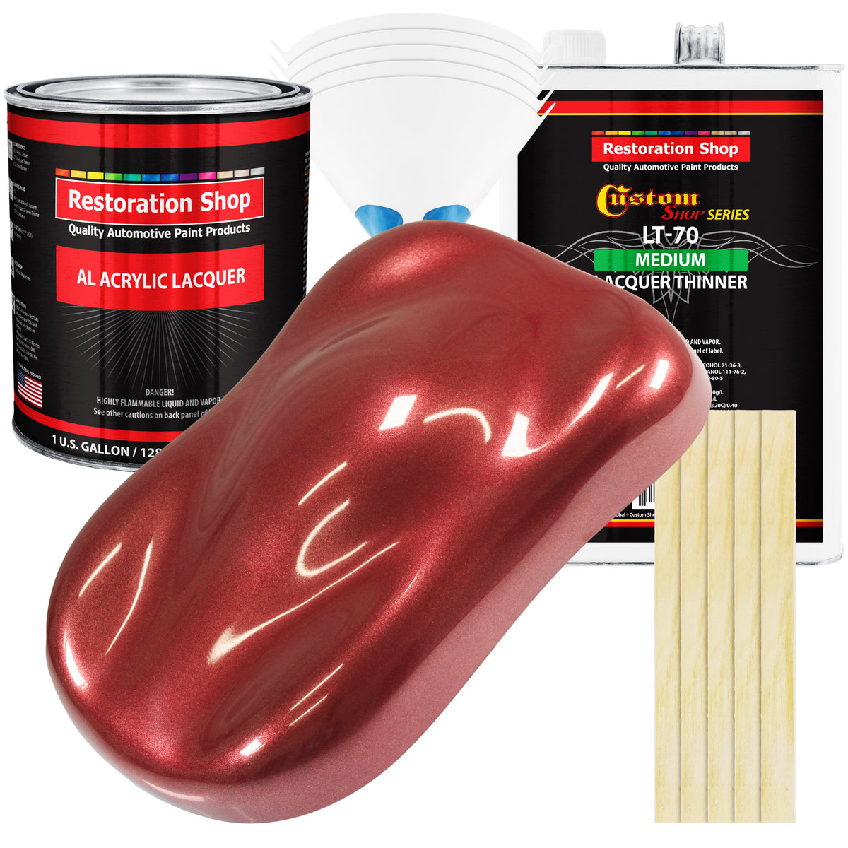 Firemist Red - Acrylic Lacquer Auto Paint - Complete Gallon Paint Kit with Medium Thinner - Professional Automotive Car Truck Guitar Refinish Coating