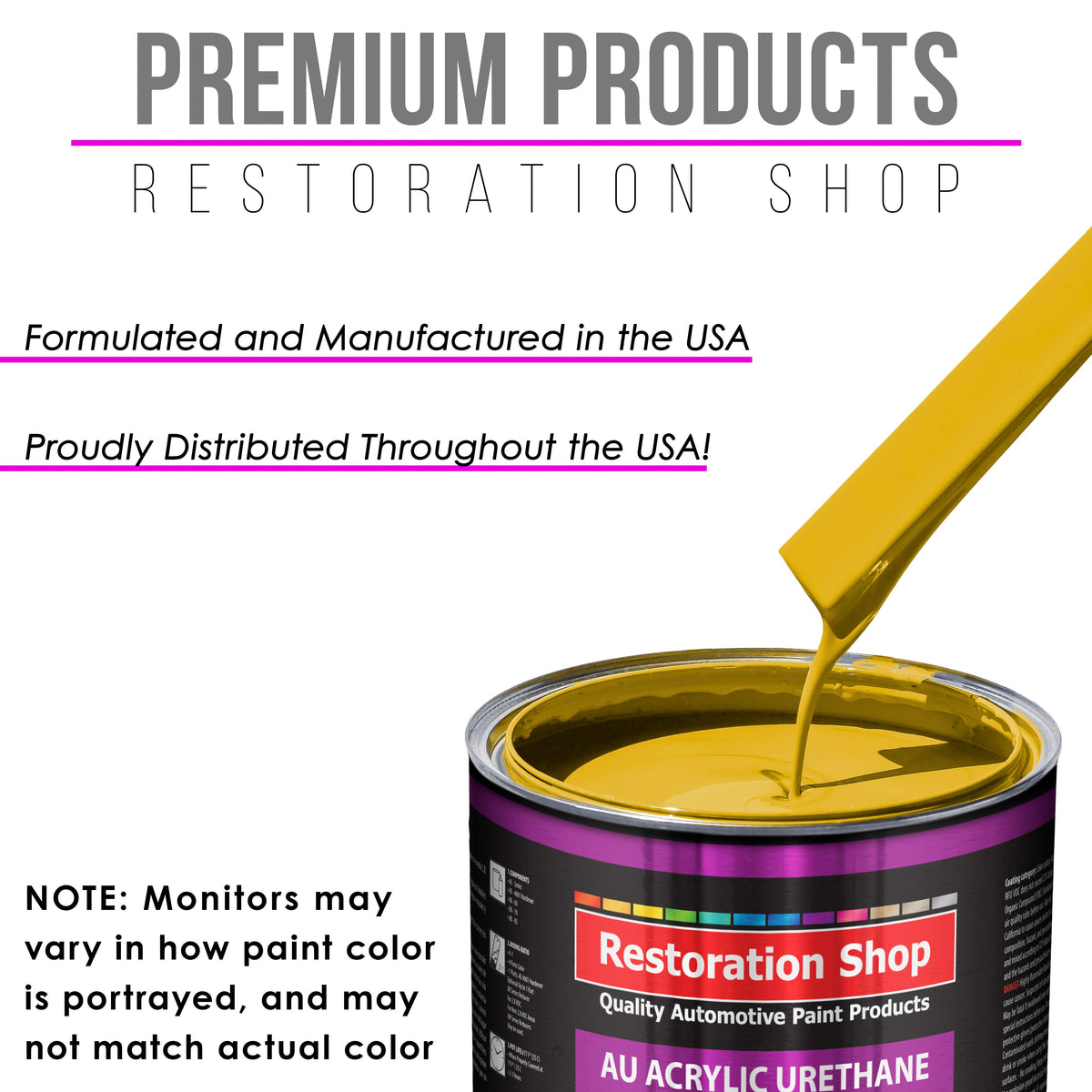 Boss Yellow Acrylic Urethane Auto Paint (Complete Quart Paint Kit) Professional Single Stage Gloss Automotive Car Truck Coating, 4:1 Mix Ratio 2.8 VOC