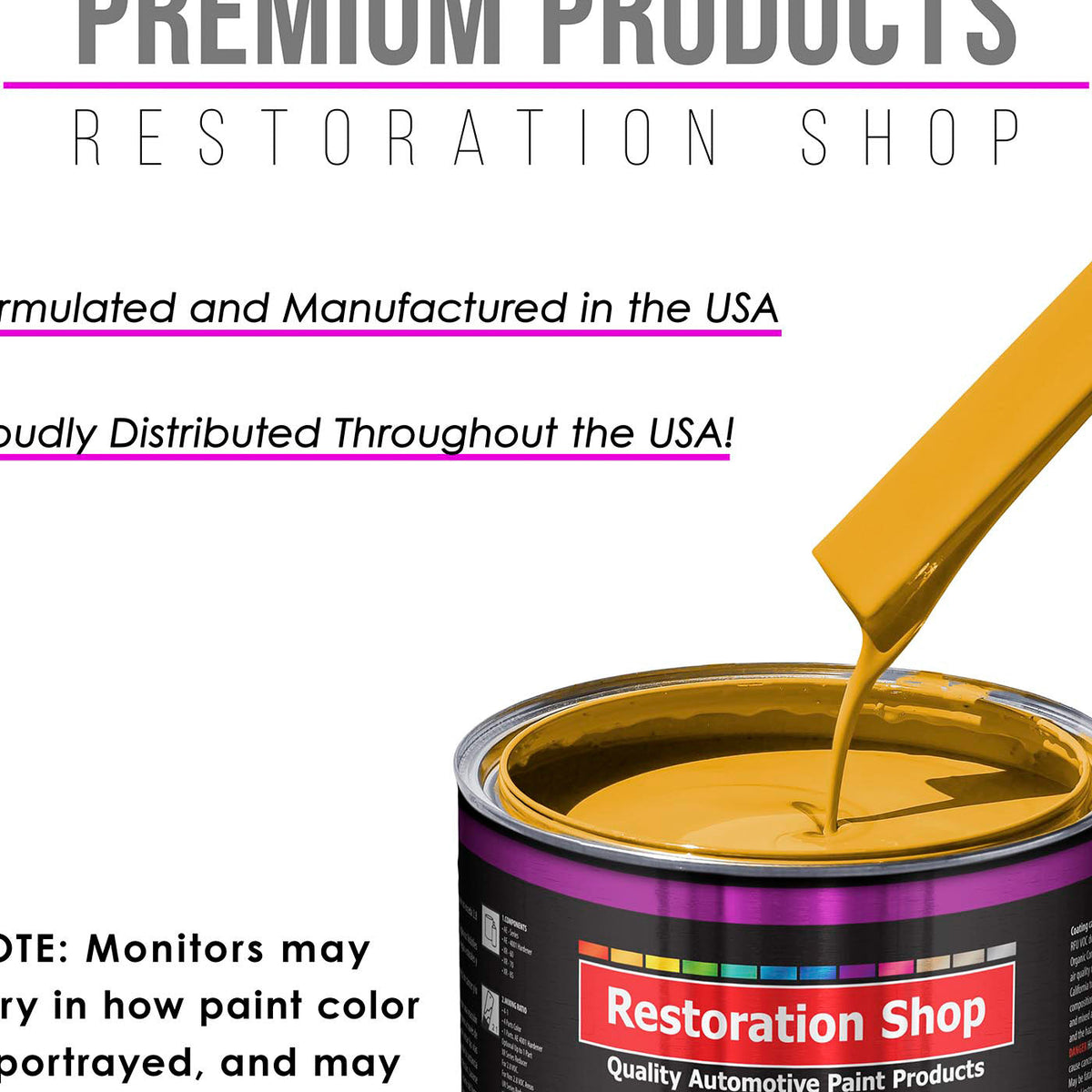 Citrus Yellow Acrylic Urethane Auto Paint - Complete Gallon Paint Kit - Professional Single Stage Automotive Car Truck Coating, 4:1 Mix Ratio 2.8 VOC