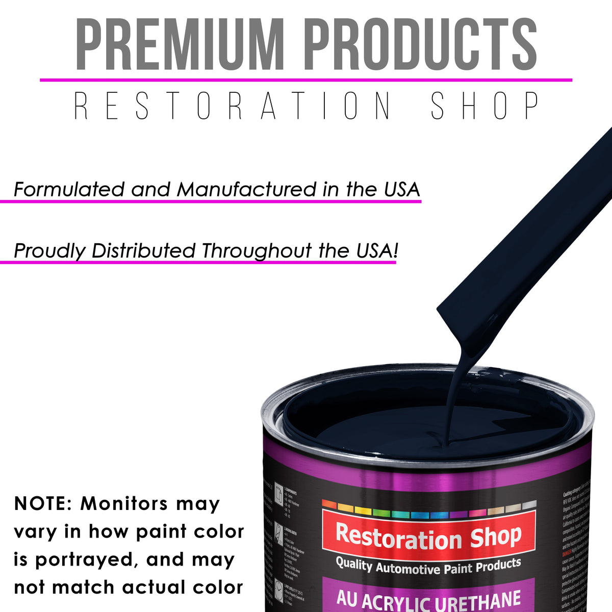 Midnight Blue Acrylic Urethane Auto Paint - Complete Quart Paint Kit - Professional Single Stage Automotive Car Truck Coating, 4:1 Mix Ratio 2.8 VOC