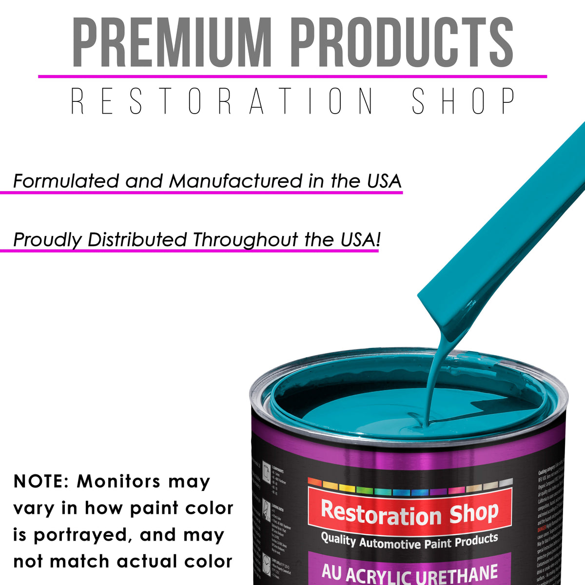 Petty Blue Acrylic Urethane Auto Paint (Complete Gallon Paint Kit) Professional Single Stage Gloss Automotive Car Truck Coating, 4:1 Mix Ratio 2.8 VOC
