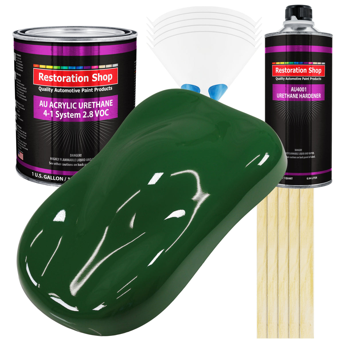 Speed Green Acrylic Urethane Auto Paint - Complete Gallon Paint Kit - Professional Single Stage Automotive Car Truck Coating, 4:1 Mix Ratio 2.8 VOC