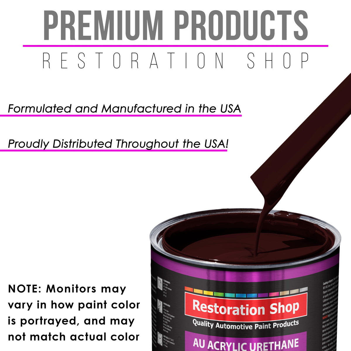 Royal Maroon Acrylic Urethane Auto Paint - Complete Gallon Paint Kit - Professional Single Stage Automotive Car Truck Coating, 4:1 Mix Ratio 2.8 VOC