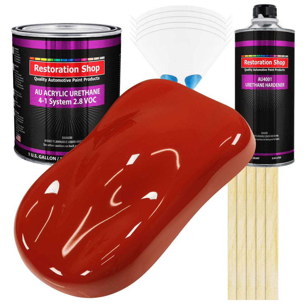 Scarlet Red Acrylic Urethane Auto Paint - Complete Gallon Paint Kit - Professional Single Stage Automotive Car Truck Coating, 4:1 Mix Ratio 2.8 VOC