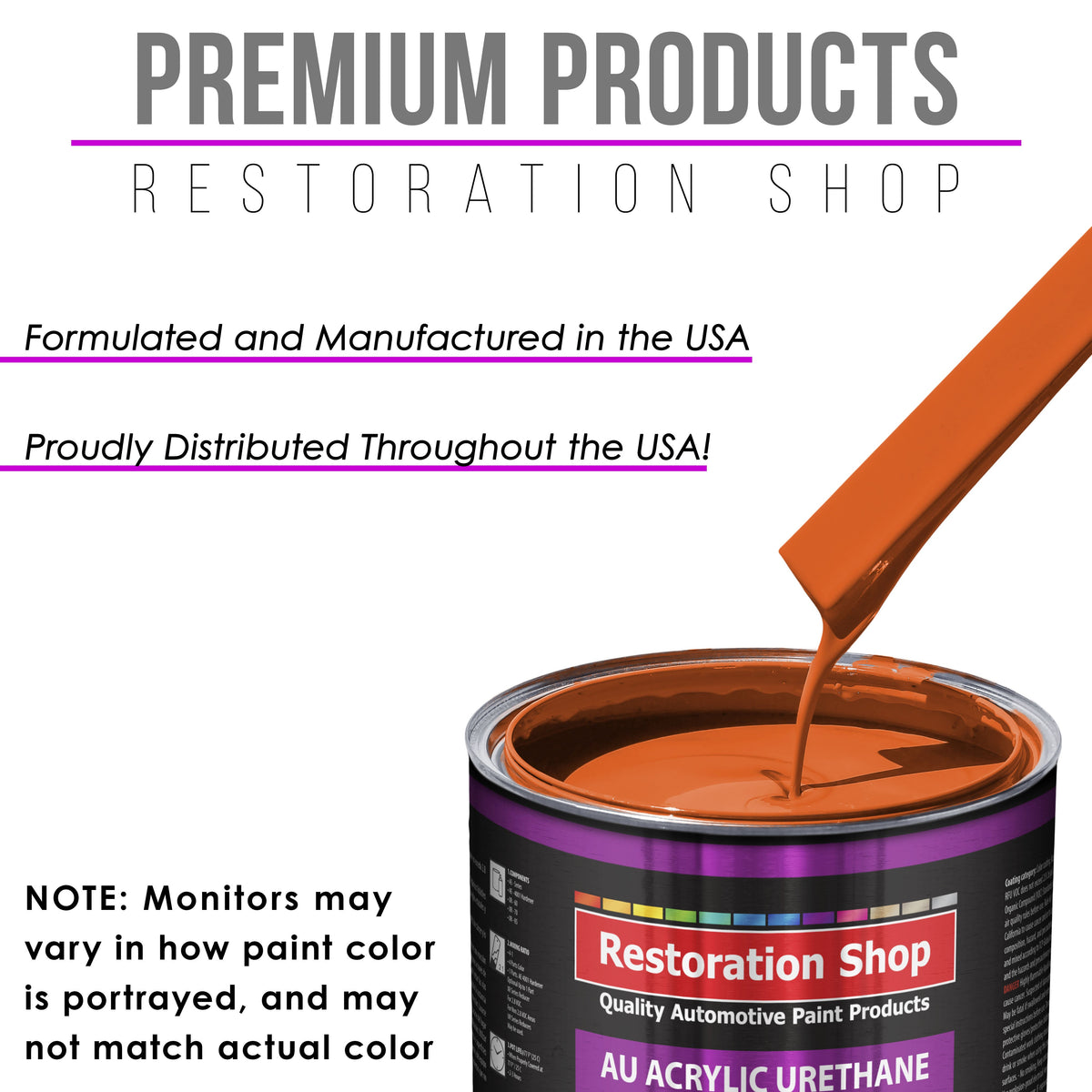 Sunset Orange Acrylic Urethane Auto Paint - Complete Gallon Paint Kit - Professional Single Stage Automotive Car Truck Coating, 4:1 Mix Ratio 2.8 VOC