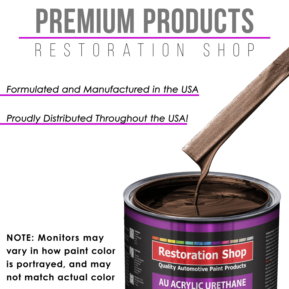 Mahogany Brown Metallic Acrylic Urethane Auto Paint (Complete Quart Paint Kit) Professional Single Stage Automotive Car Coating, 4:1 Mix Ratio 2.8 VOC