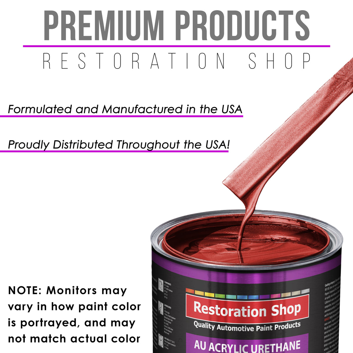 Firethorn Red Pearl Acrylic Urethane Auto Paint - Complete Quart Paint Kit - Professional Single Stage Automotive Car Coating, 4:1 Mix Ratio 2.8 VOC