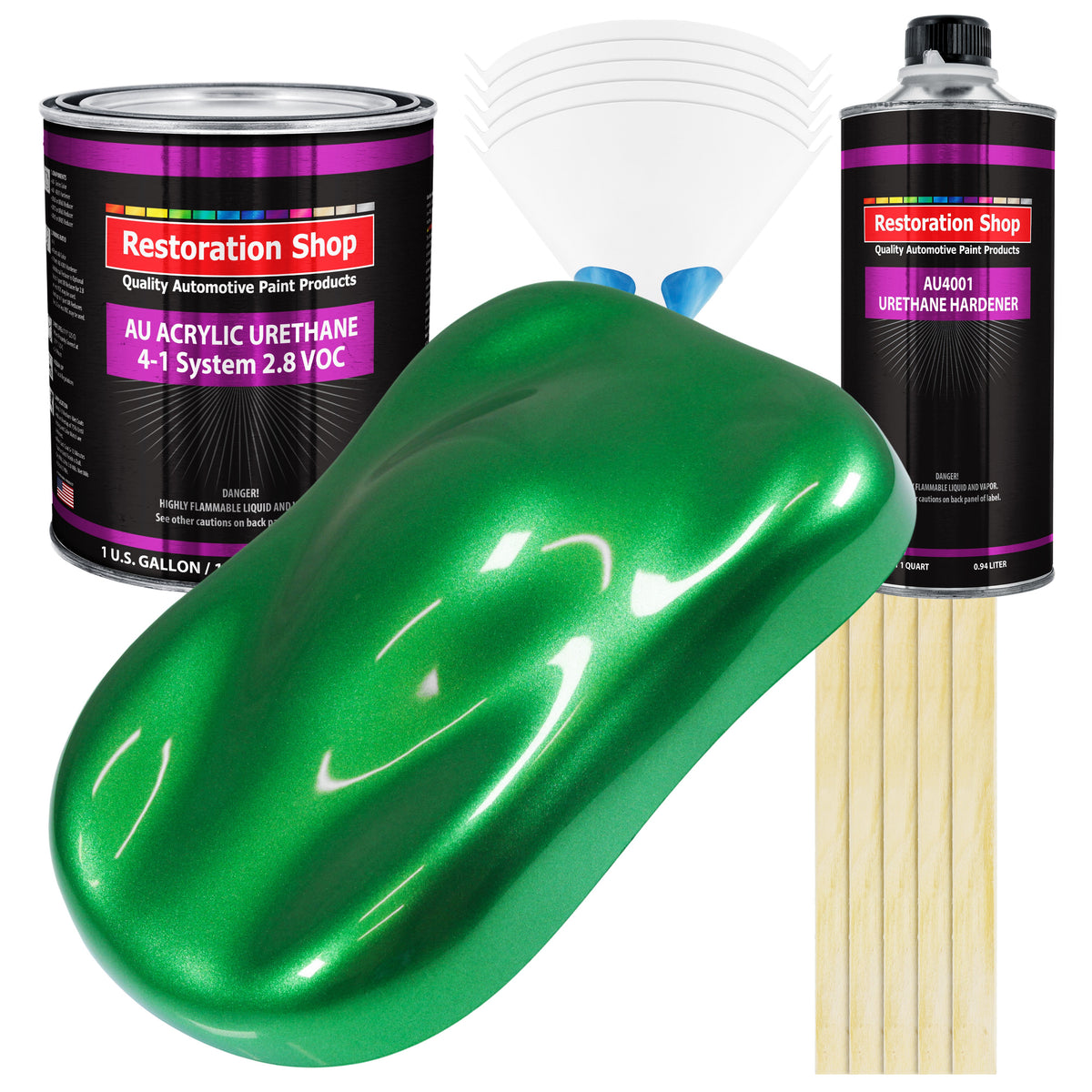 Firemist Green Acrylic Urethane Auto Paint - Complete Gallon Paint Kit - Professional Single Stage Automotive Car Truck Coating, 4:1 Mix Ratio 2.8 VOC