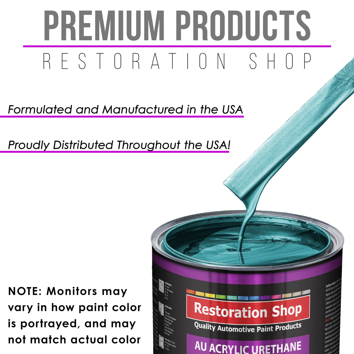 Aquamarine Firemist Acrylic Urethane Auto Paint - Complete Quart Paint Kit - Professional Single Stage Automotive Car Coating, 4:1 Mix Ratio 2.8 VOC