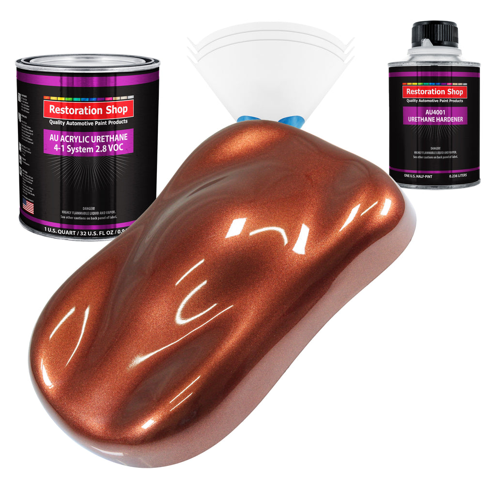 Saddle Brown Firemist Acrylic Urethane Auto Paint - Complete Quart Paint Kit - Professional Single Stage Automotive Car Coating, 4:1 Mix Ratio 2.8 VOC