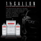 1.5 Gallon Ultra Flow Premium European Clearcoat Auto Paint Kit, 2.1 VOC - 1 Gal. Urethane Clear, 2 Qts Hardener, 2:1 Ratio, Coating