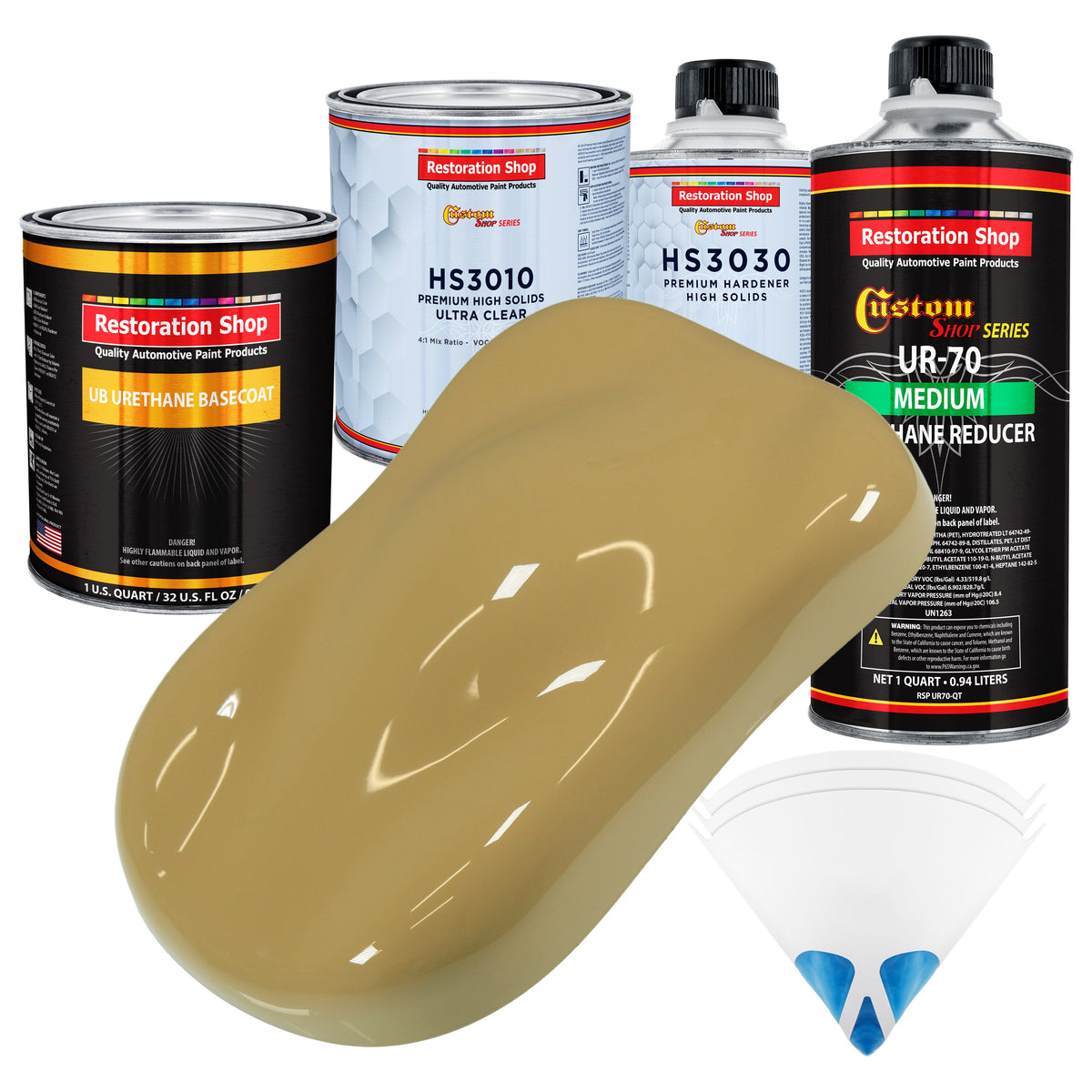 Buckskin Tan - Urethane Basecoat with Premium Clearcoat Auto Paint - Complete Medium Quart Paint Kit - Professional High Gloss Automotive Coating