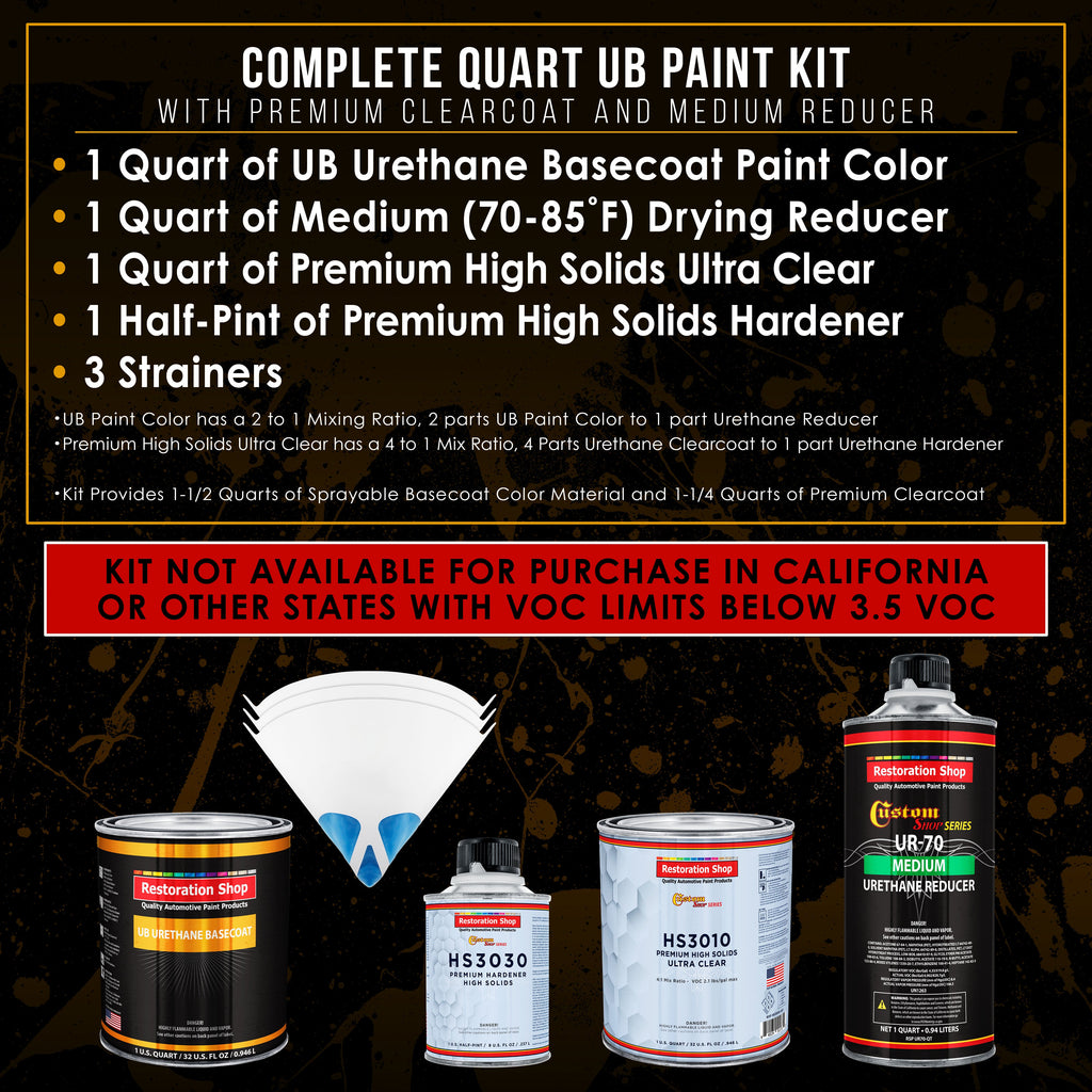 Citrus Yellow - Urethane Basecoat with Premium Clearcoat Auto Paint - Complete Medium Quart Paint Kit - Professional High Gloss Automotive Coating