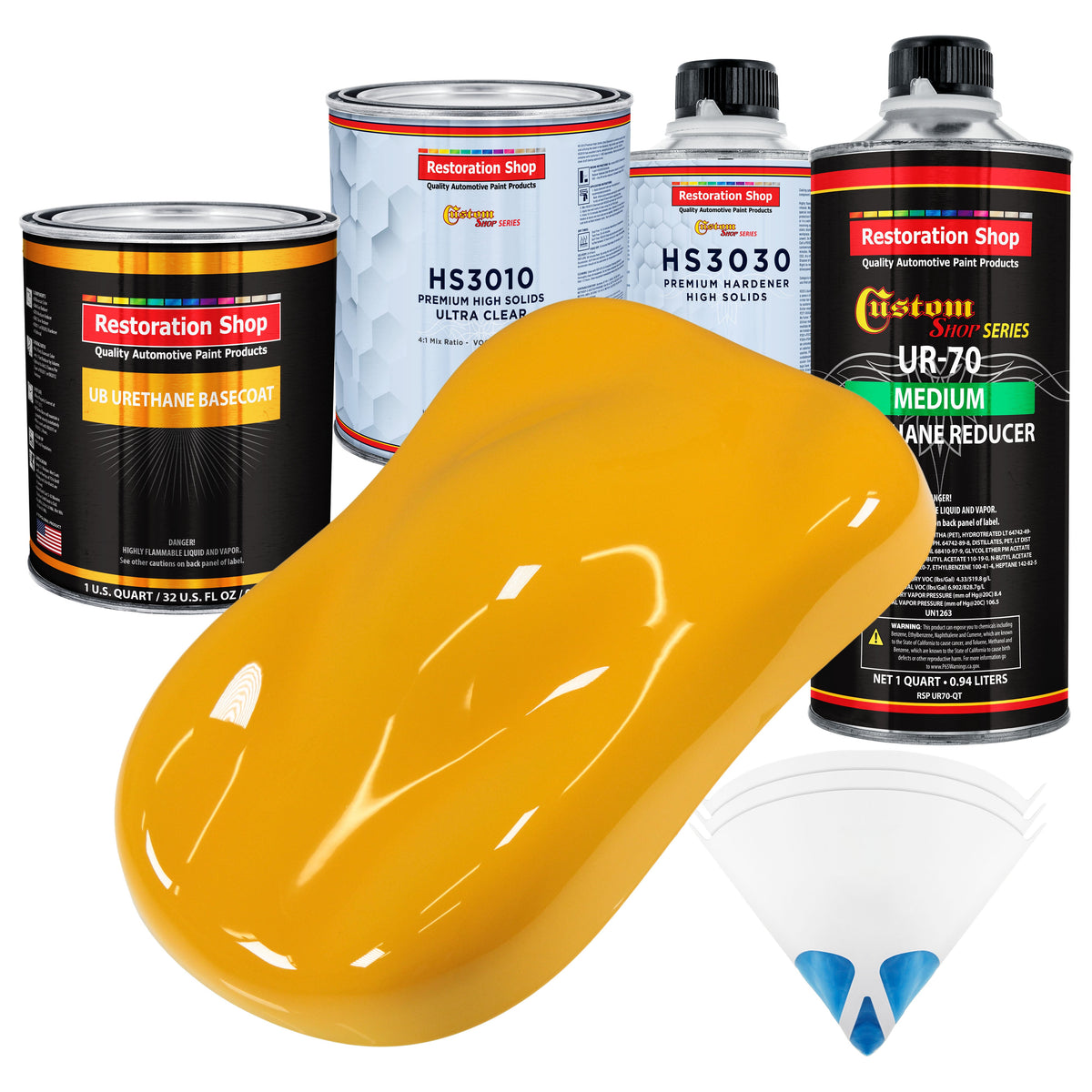 Citrus Yellow - Urethane Basecoat with Premium Clearcoat Auto Paint - Complete Medium Quart Paint Kit - Professional High Gloss Automotive Coating