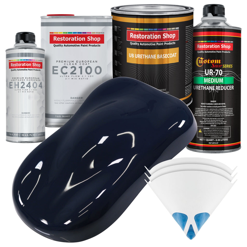 Midnight Blue Urethane Basecoat with European Clearcoat Auto Paint - Complete Quart Paint Color Kit - Automotive Refinish Coating