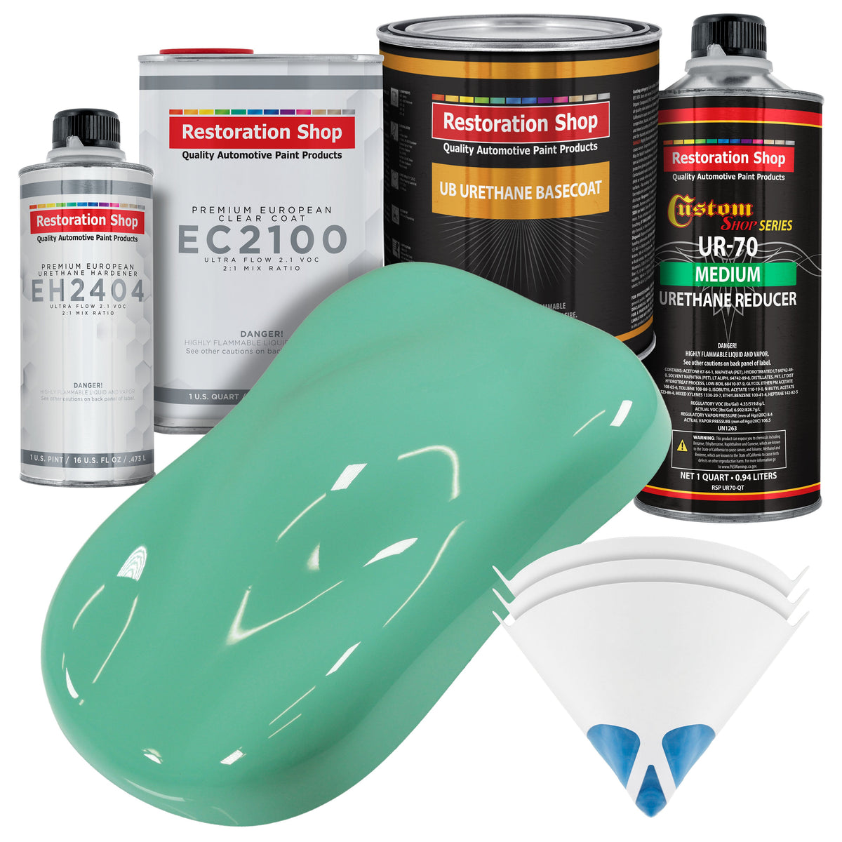 Light Aqua Urethane Basecoat with European Clearcoat Auto Paint - Complete Quart Paint Color Kit - Automotive Refinish Coating