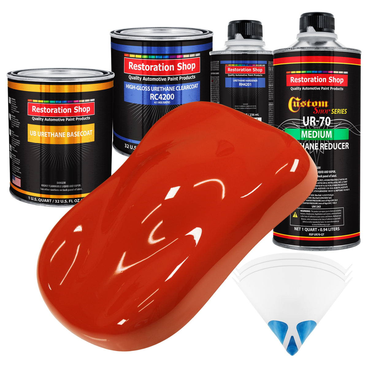 Monza Red - Urethane Basecoat with Clearcoat Auto Paint - Complete Medium Quart Paint Kit - Professional High Gloss Automotive, Car, Truck Coating