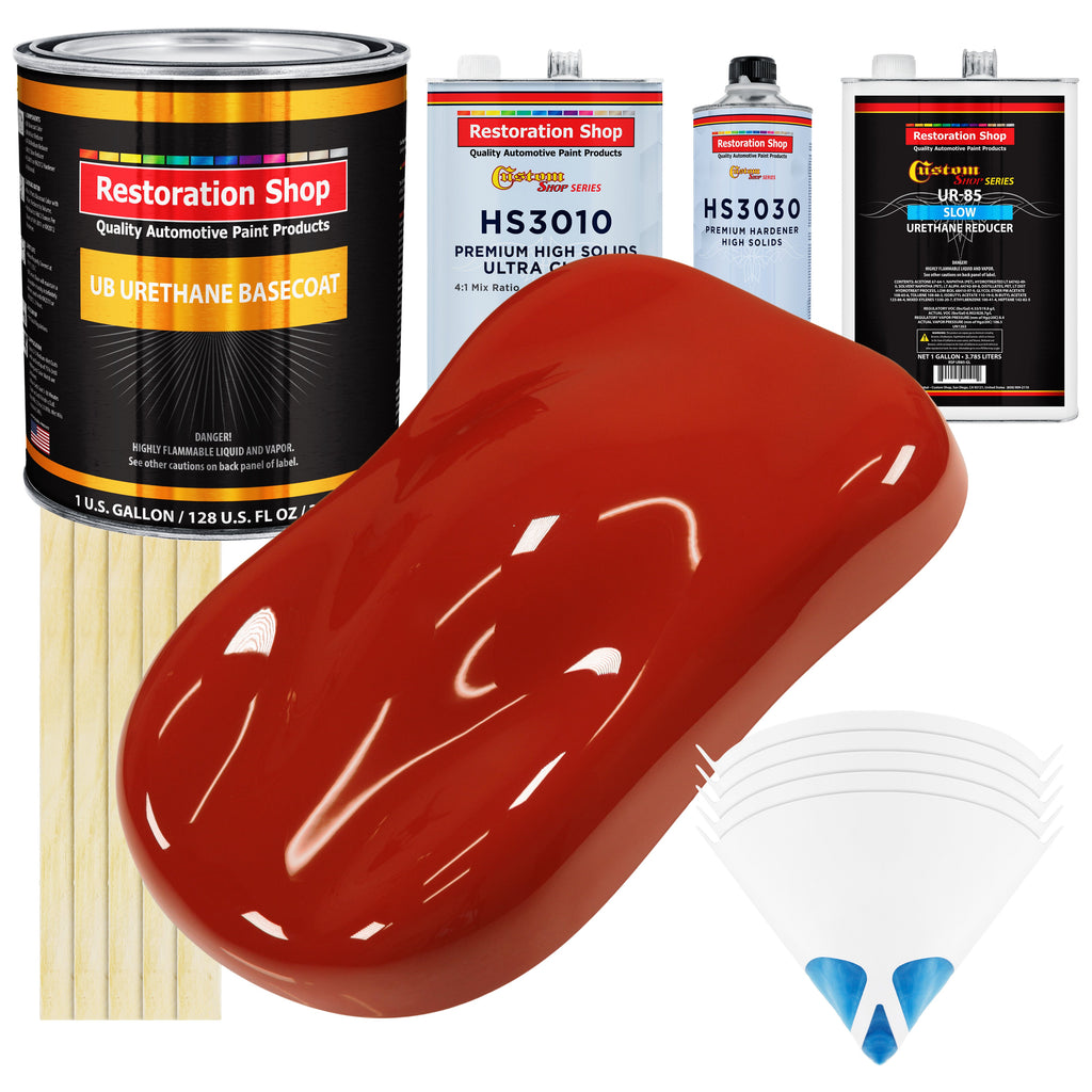 Scarlet Red - Urethane Basecoat with Premium Clearcoat Auto Paint - Complete Slow Gallon Paint Kit - Professional High Gloss Automotive Coating