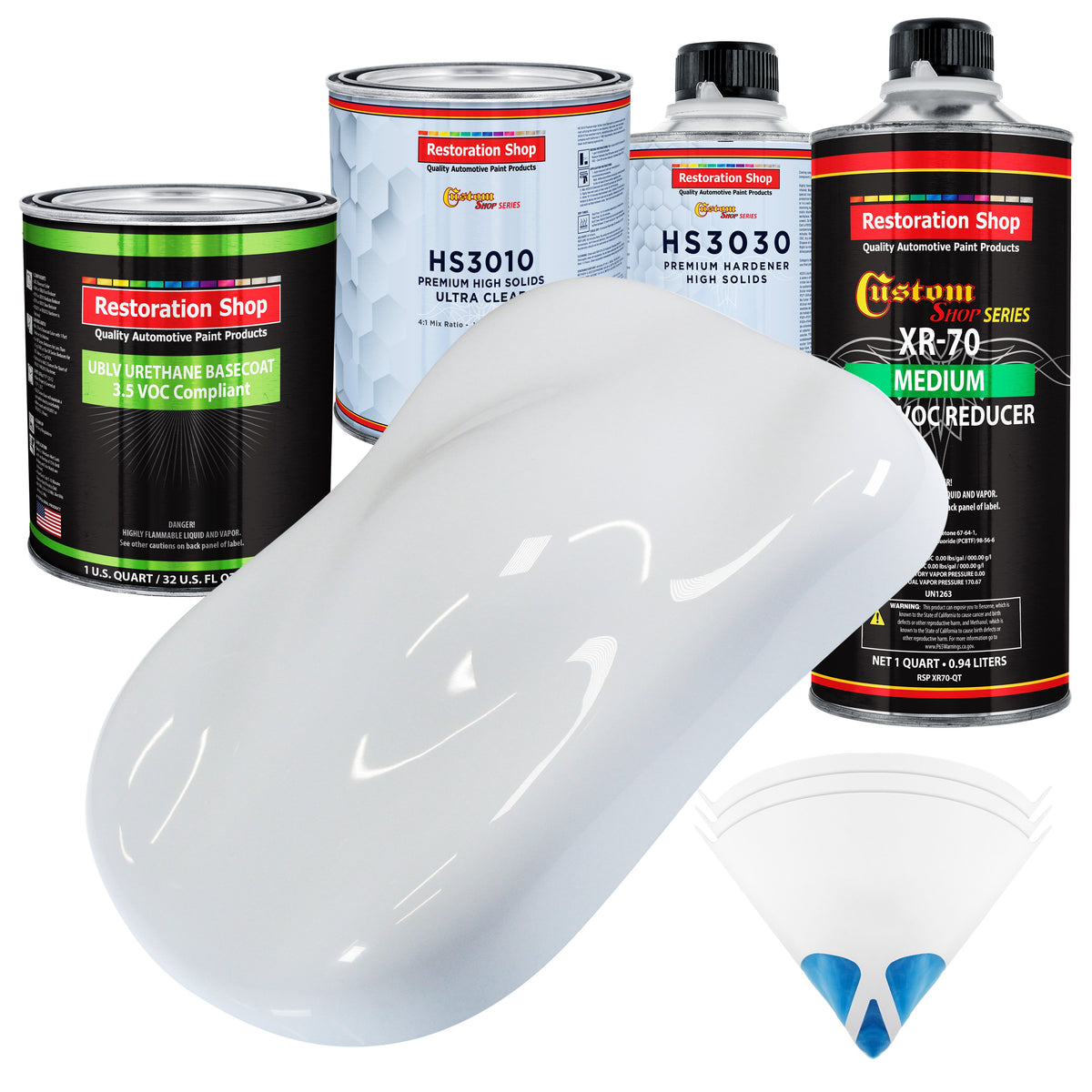 Winter White - LOW VOC Urethane Basecoat with Premium Clearcoat Auto Paint - Complete Medium Quart Paint Kit - Professional Gloss Automotive Coating