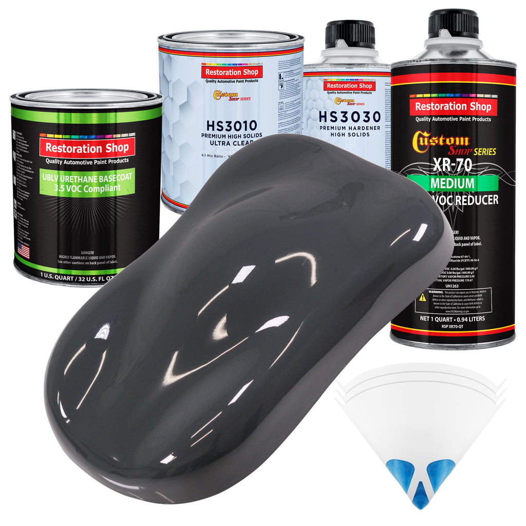 Machinery Gray - LOW VOC Urethane Basecoat with Premium Clearcoat Auto Paint - Complete Medium Quart Paint Kit - Professional Gloss Automotive Coating