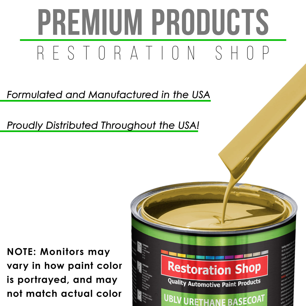 Springtime Yellow - LOW VOC Urethane Basecoat with Premium Clearcoat Auto Paint - Complete Medium Quart Paint Kit - Professional Automotive Coating