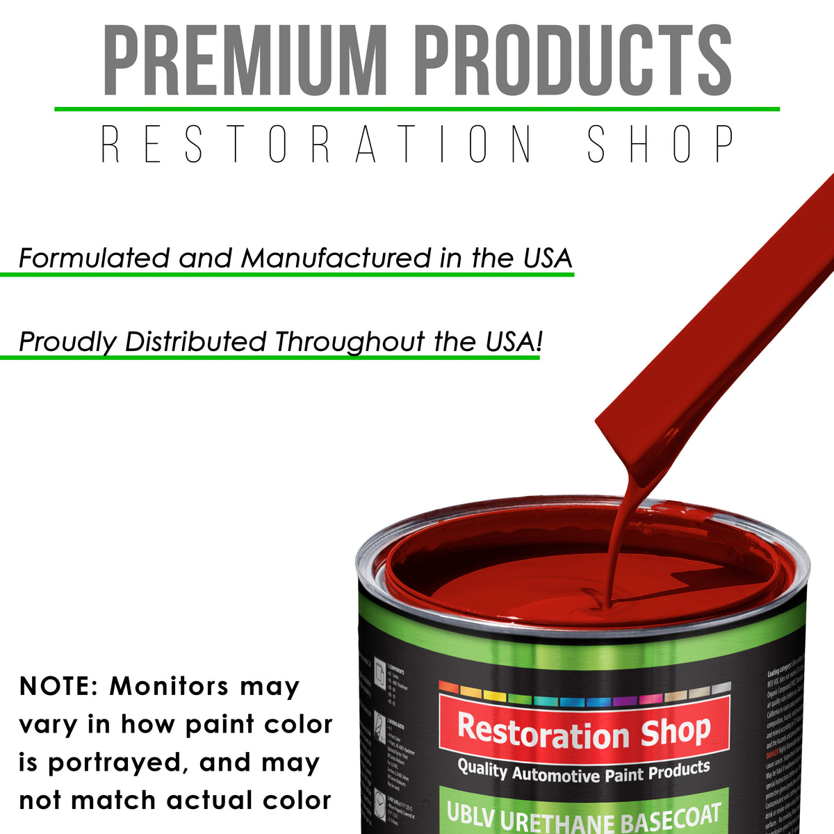Victory Red - LOW VOC Urethane Basecoat with Premium Clearcoat Auto Paint (Complete Medium Quart Paint Kit) Professional High Gloss Automotive Coating