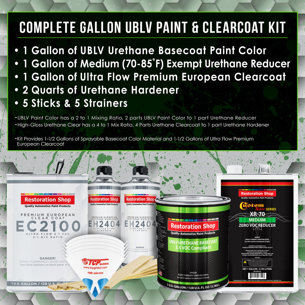 Black Sparkle Metallic - LOW VOC Urethane Basecoat with European Clearcoat Auto Paint - Complete Gallon Paint Color Kit - Automotive Coating