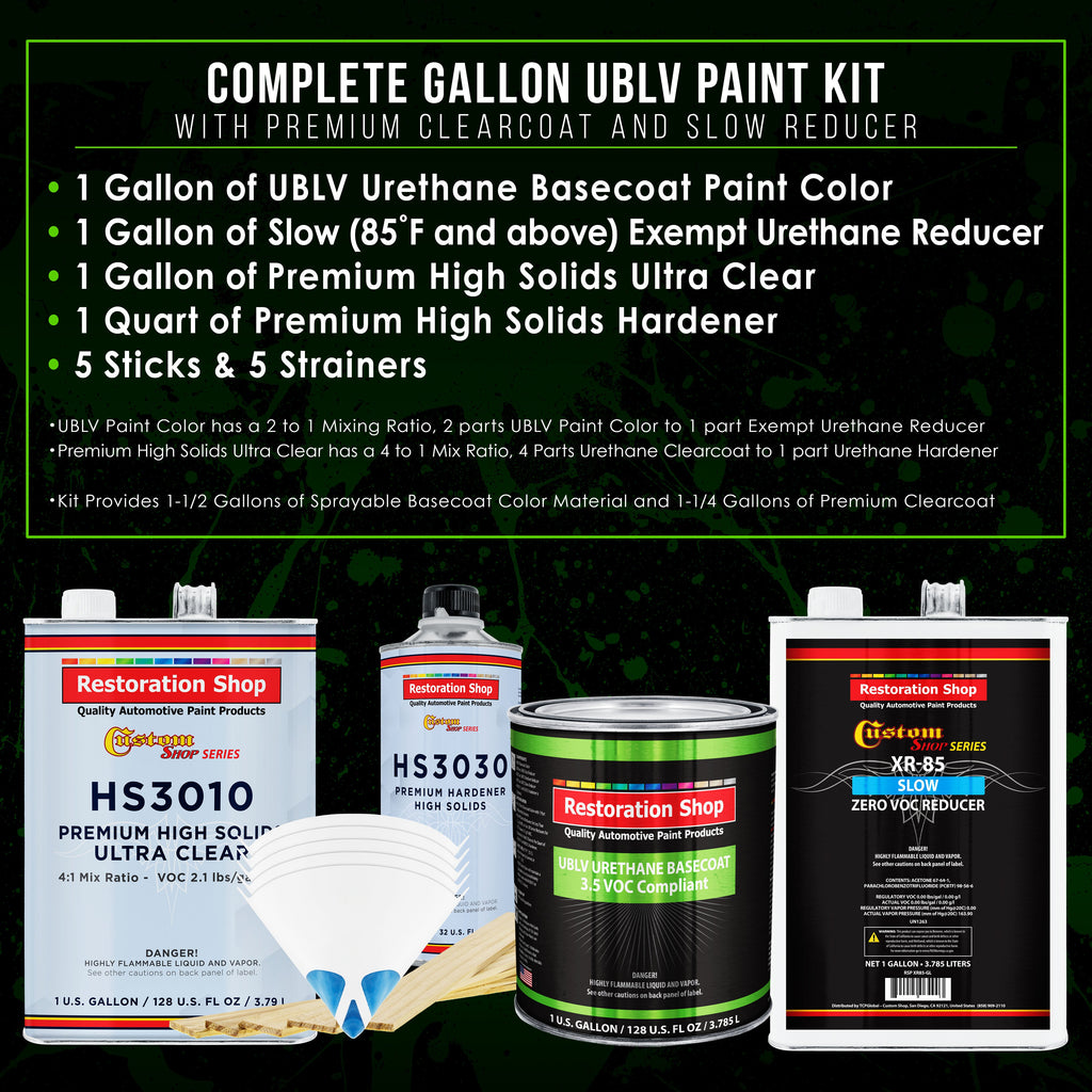 Black Sparkle Metallic - LOW VOC Urethane Basecoat with Premium Clearcoat Auto Paint (Complete Slow Gallon Paint Kit) Professional Automotive Coating